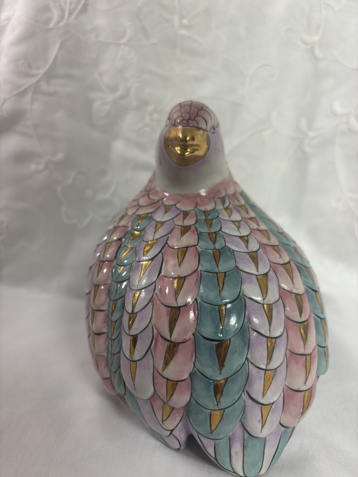 RARE Vintage H.F.P Macau Ceramic Love Birds Doves Chinese Porcelain TOYO